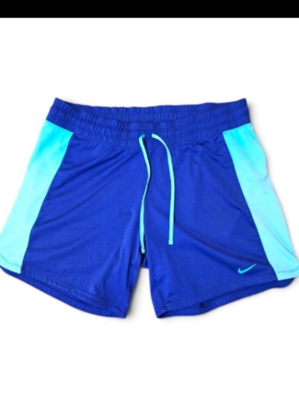 Nike Women's Blue Dri-Fit Athletic Shorts with Light Blue Accents~Medium